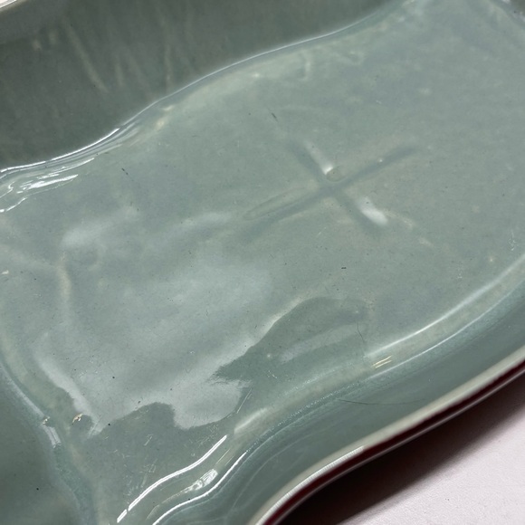 Beautiful vintage Beauceware glazed red and turquoise rectangular planter - Picture 4 of 8